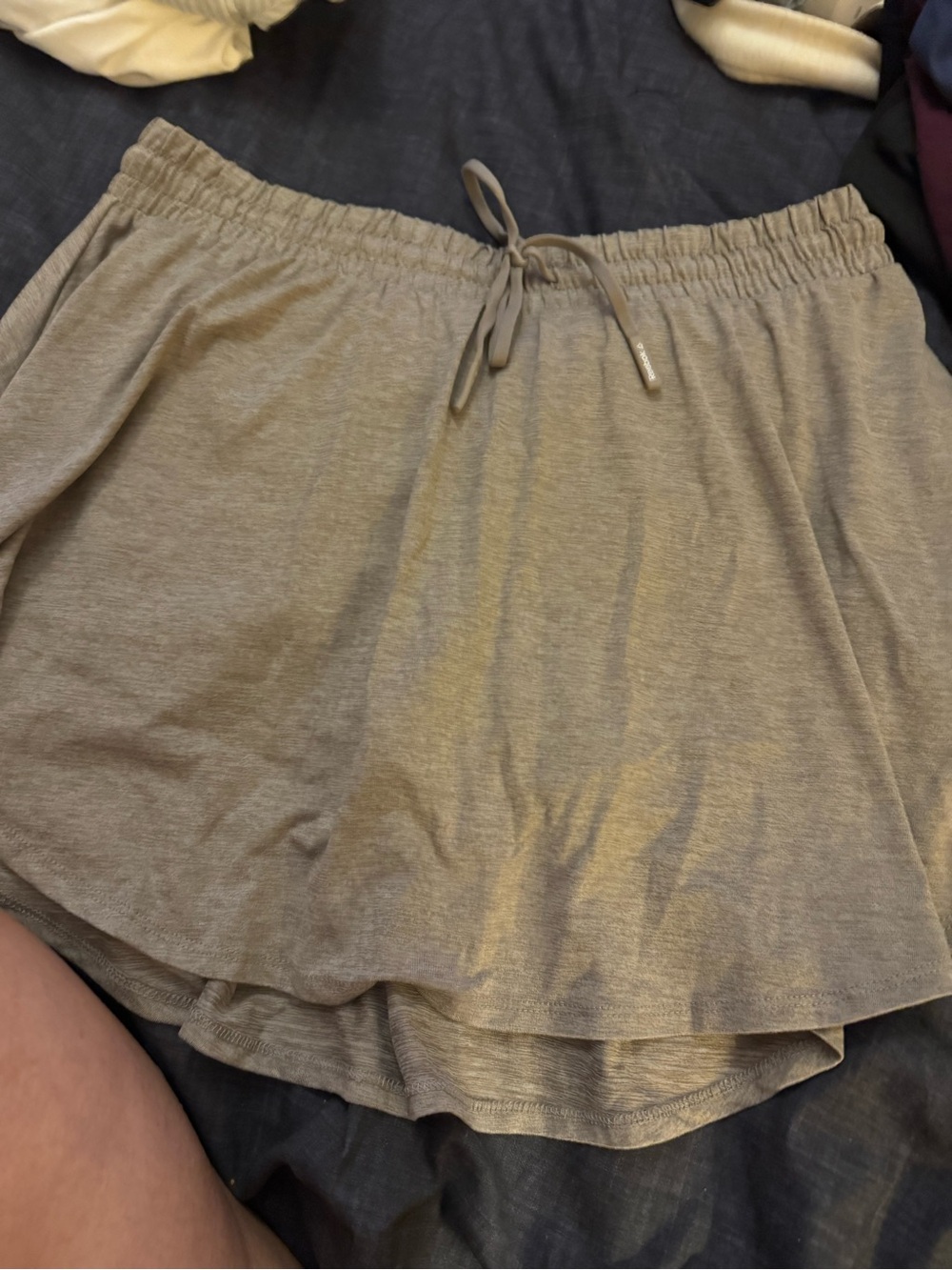 Reebok Women's Heather Gray Elastic-Waist Skort with Drawcord